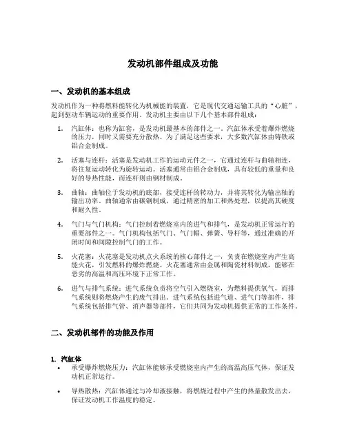 发动机部件组成及功能