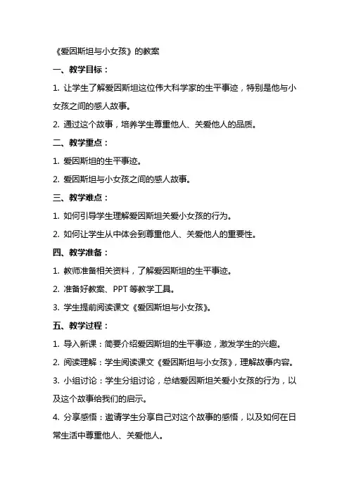 《爱因斯坦与小女孩》的教案