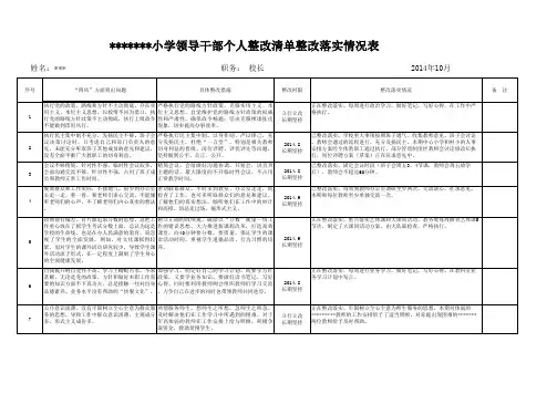 学校领导干部个人整改清单整改落实情况表