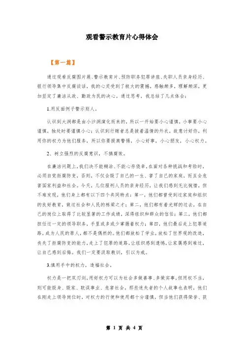 观看警示教育片心得体会
