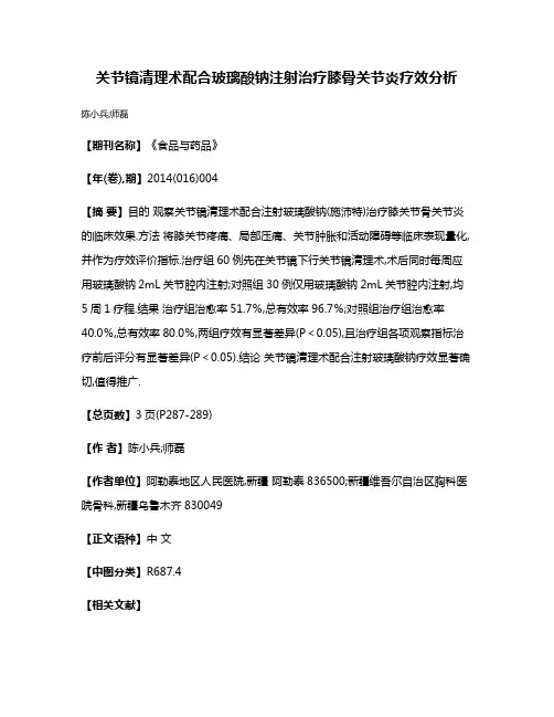 关节镜清理术配合玻璃酸钠注射治疗膝骨关节炎疗效分析