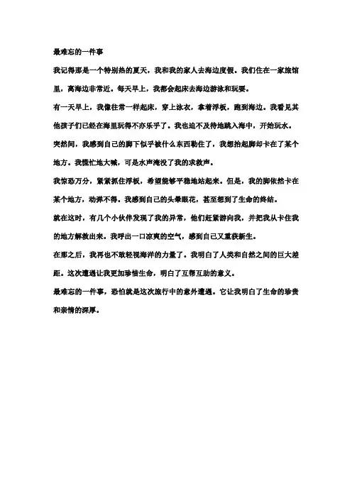 最难忘的一件事(小学生作文范文)