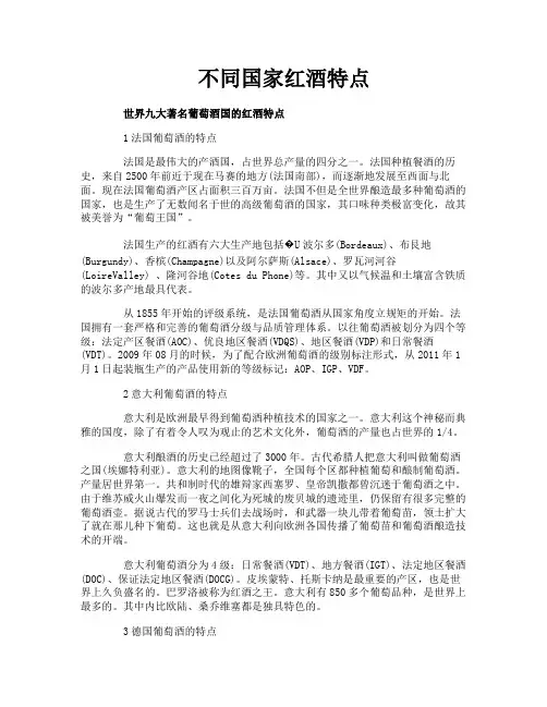 不同国家红酒特点