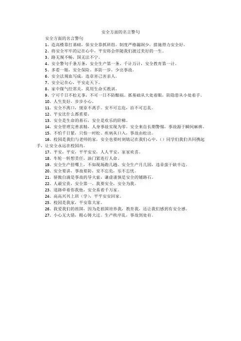 安全方面的名言警句