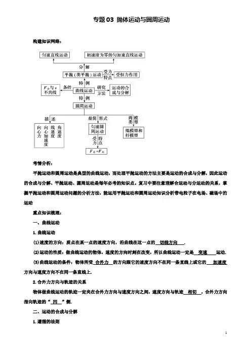 高考物理二轮复习专题抛体运动与圆周运动学案