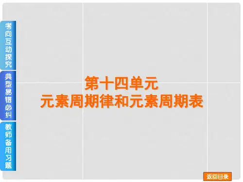 高考化学一轮复习方案 第14讲 元素周期律和元素周期表课件 浙教版