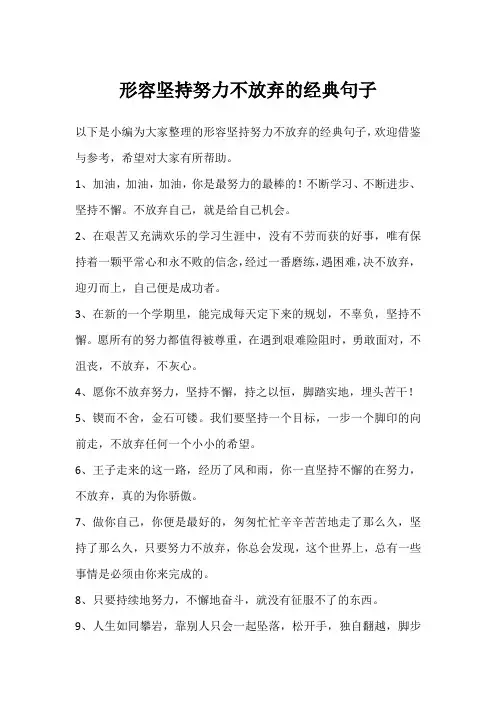 形容坚持努力不放弃的经典句子