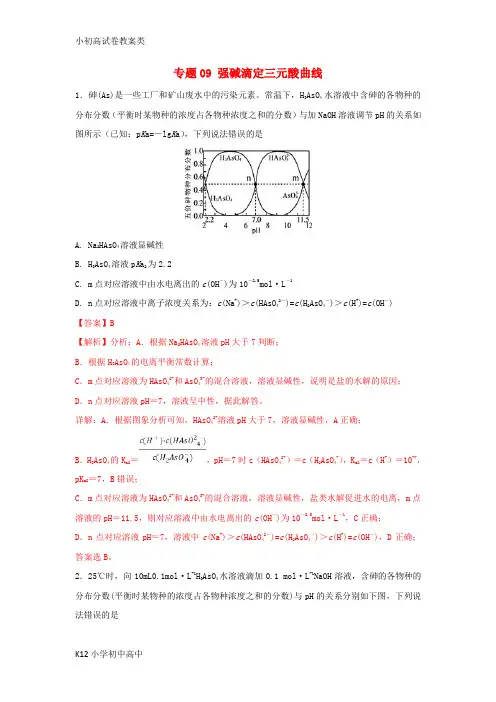 【配套K12】2019年高考化学一轮复习酸碱中和滴定曲线大全专题09强碱滴定三元酸曲线练习