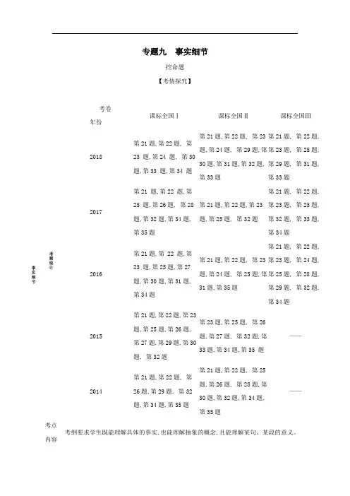 5年高考3年模拟A版2020高考英语第三部分阅读理解专题九事实细节试题.docx