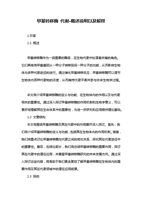 甲基转移酶 代谢-概述说明以及解释