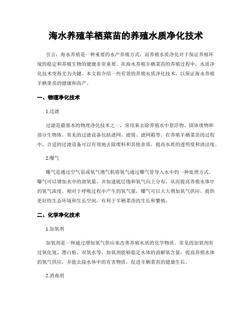 海水养殖羊栖菜苗的养殖水质净化技术