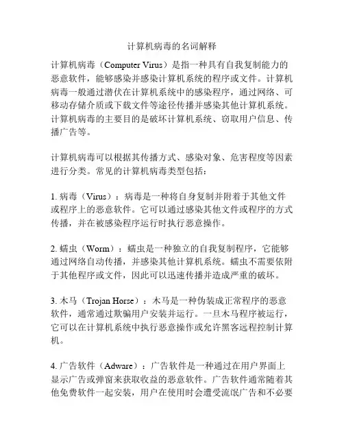 计算机病毒的名词解释 2