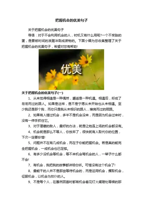 把握机会的优美句子