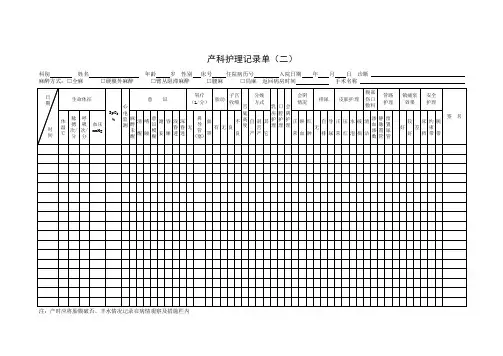 产科护理记录单