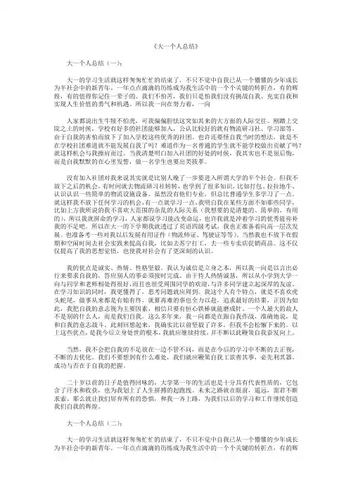 大一个人总结10篇