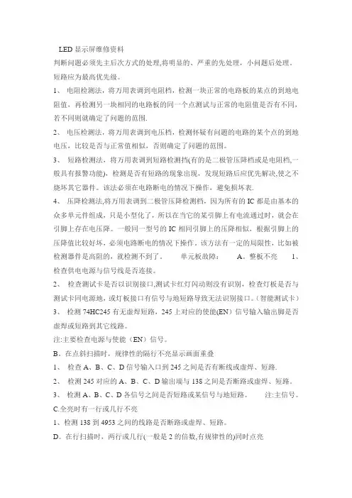史上最全的LED显示屏故障维修手册