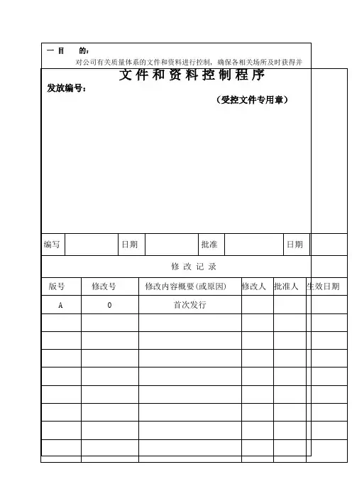 iso00 程序文件 文件与资料控制程序
