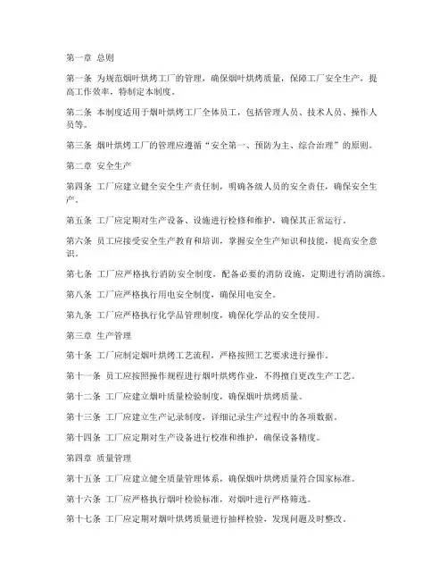 烟叶烘烤工厂管理制度范本