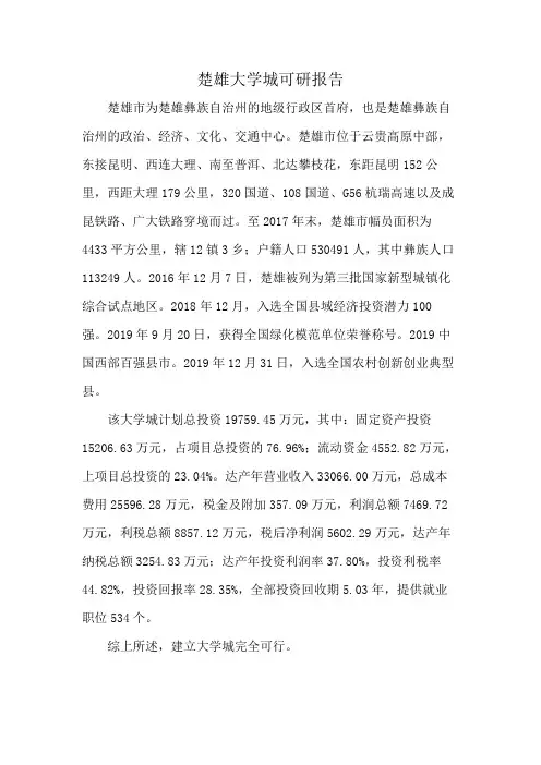 楚雄大学城可研报告