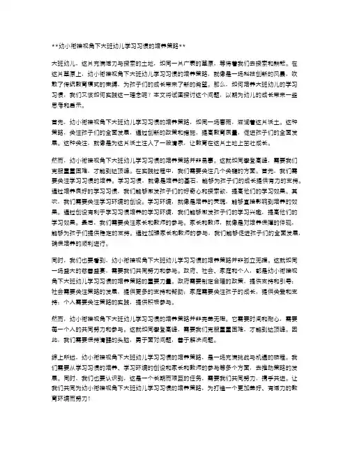 幼小衔接视角下大班幼儿学习习惯的培养策略