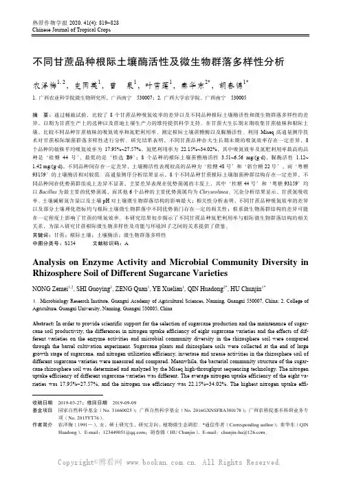 不同甘蔗品种根际土壤酶活性及微生物群落多样性分析