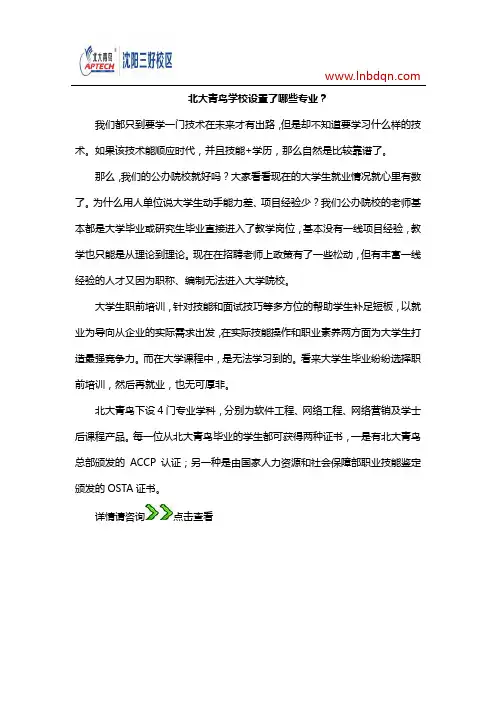 北大青鸟学校设置了哪些专业？