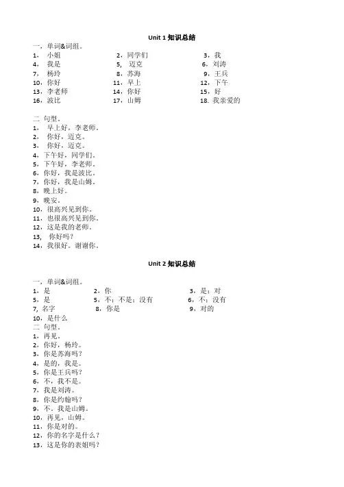 译林版英语三年级上册3A单词词组句型期末复习默写空白版--(含答案)