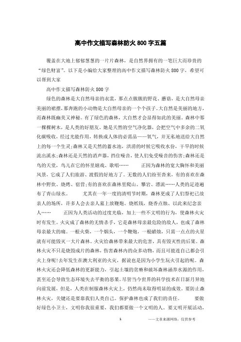 高中作文描写森林防火800字五篇