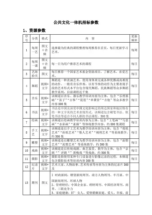 公共文化一体机招标参数