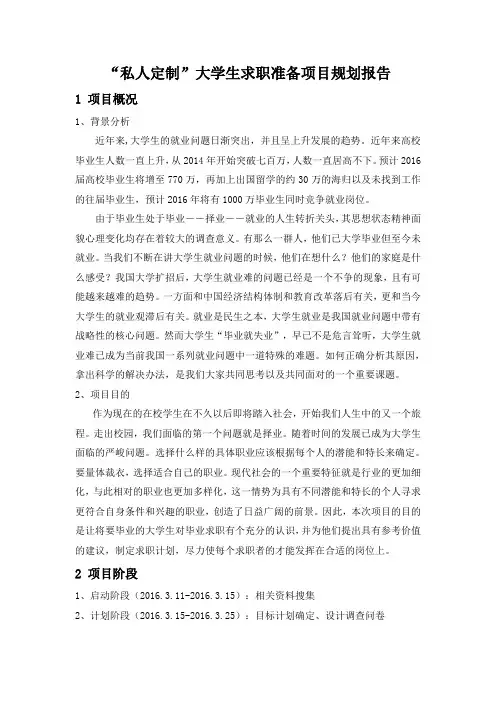 私人定制——就业准备规划报告