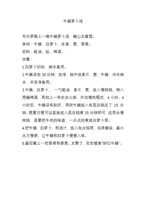 牛腩萝卜汤