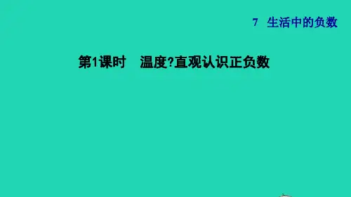 四年级数学上册七生活中的负数第1课时温度直观认识正负数习题课件北师大版