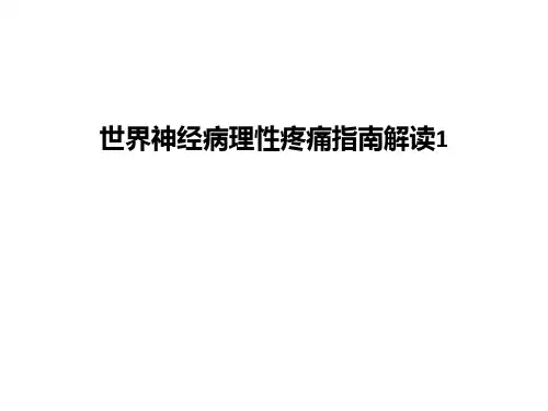 世界神经病理性疼痛指南解读1