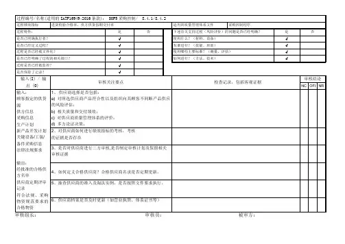 IATF16949-2016内部审核检查表(采购控制)