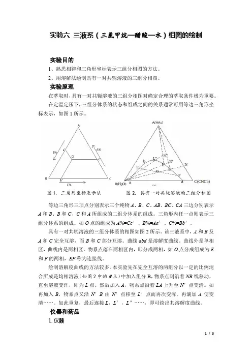实验六 三液系(三氯甲烷—醋酸—水)相图的绘制