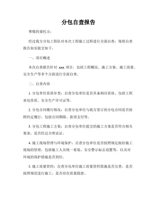 分包自查报告