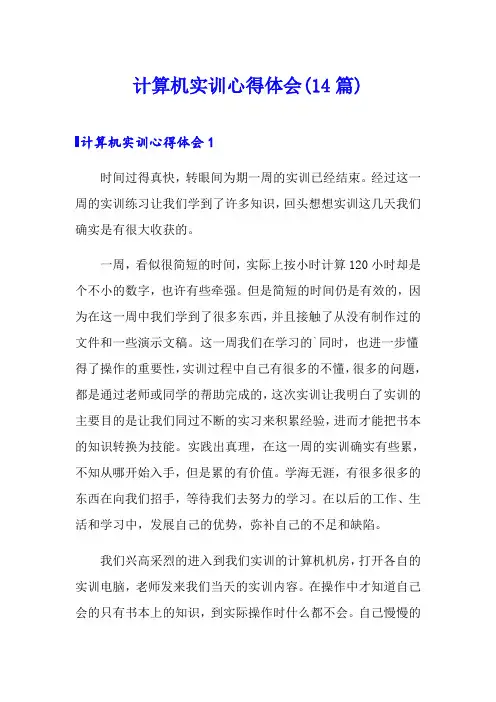 计算机实训心得体会(14篇)