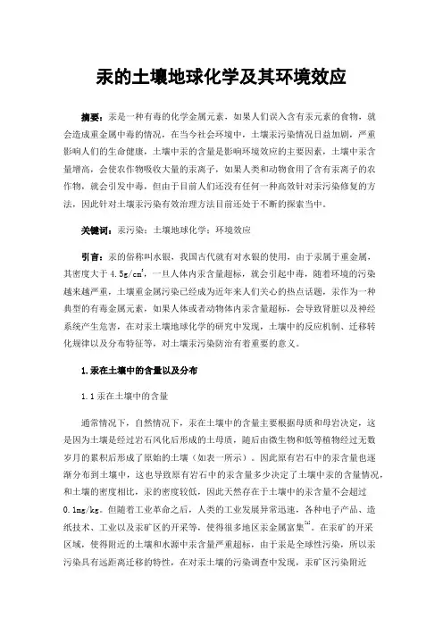 汞的土壤地球化学及其环境效应