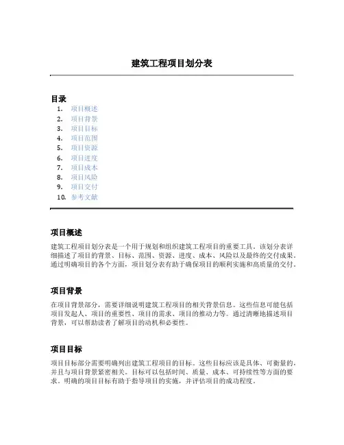 建筑工程项目划分表