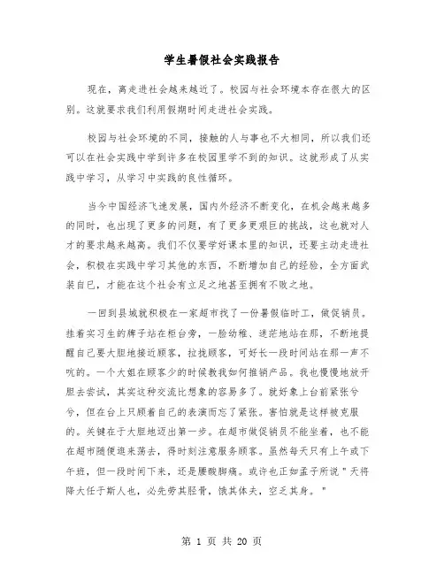 学生暑假社会实践报告(6篇)