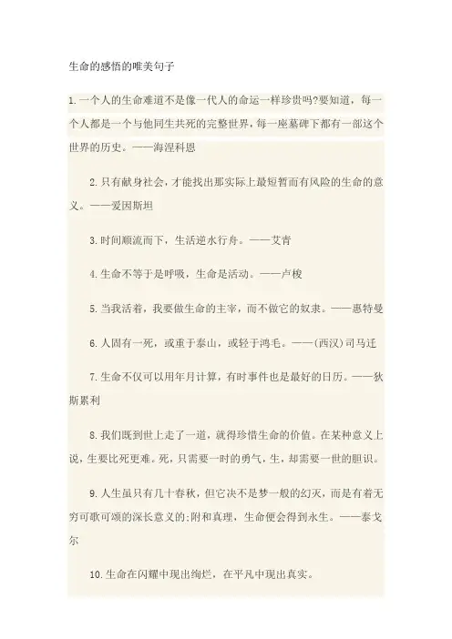 生命的感悟的唯美句子