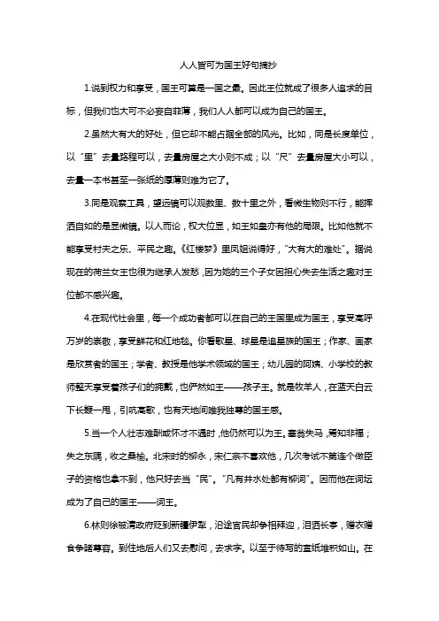 人人皆可为国王好句摘抄