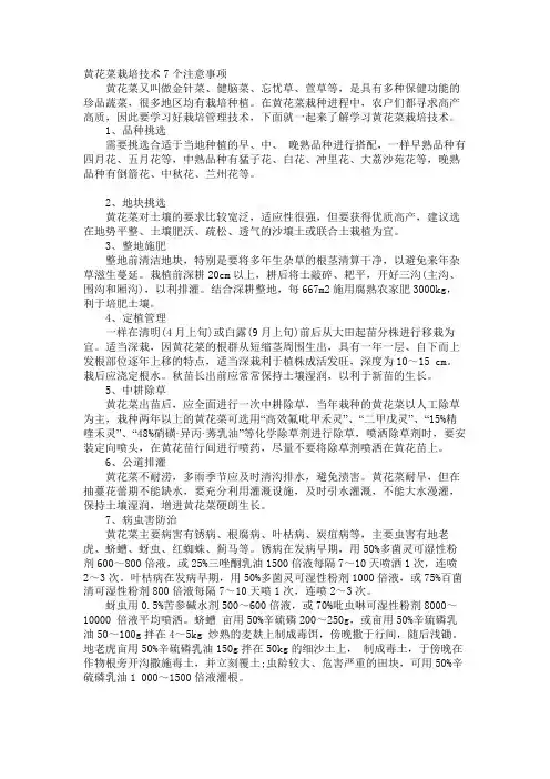 黄花菜栽培技术7个注意事项