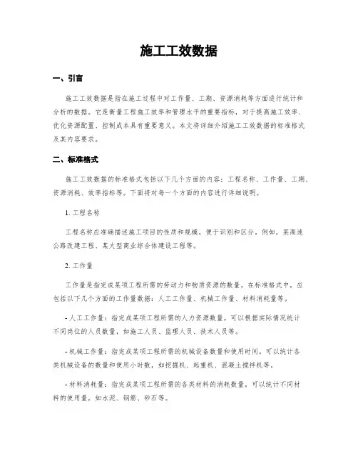 施工工效数据
