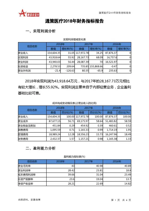 通策医疗2018年财务指标报告-智泽华