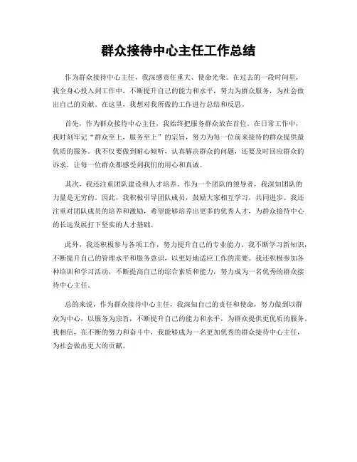 群众接待中心主任工作总结