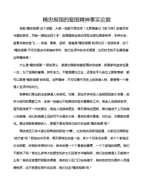 精忠报国的爱国精神事实论据