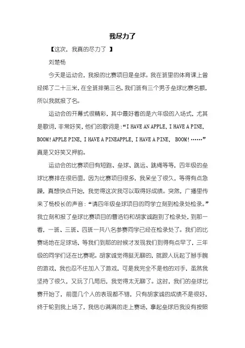 五年级作文：我尽力了作文