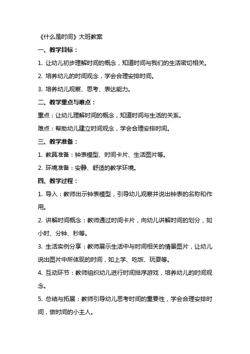 《什么是时间》大班教案