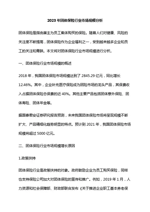 2023年团体保险行业市场规模分析